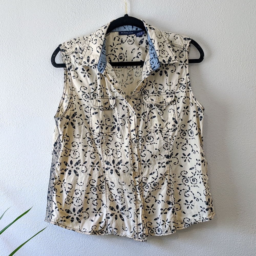 4/$20 Bill Blass floral print button-down tank